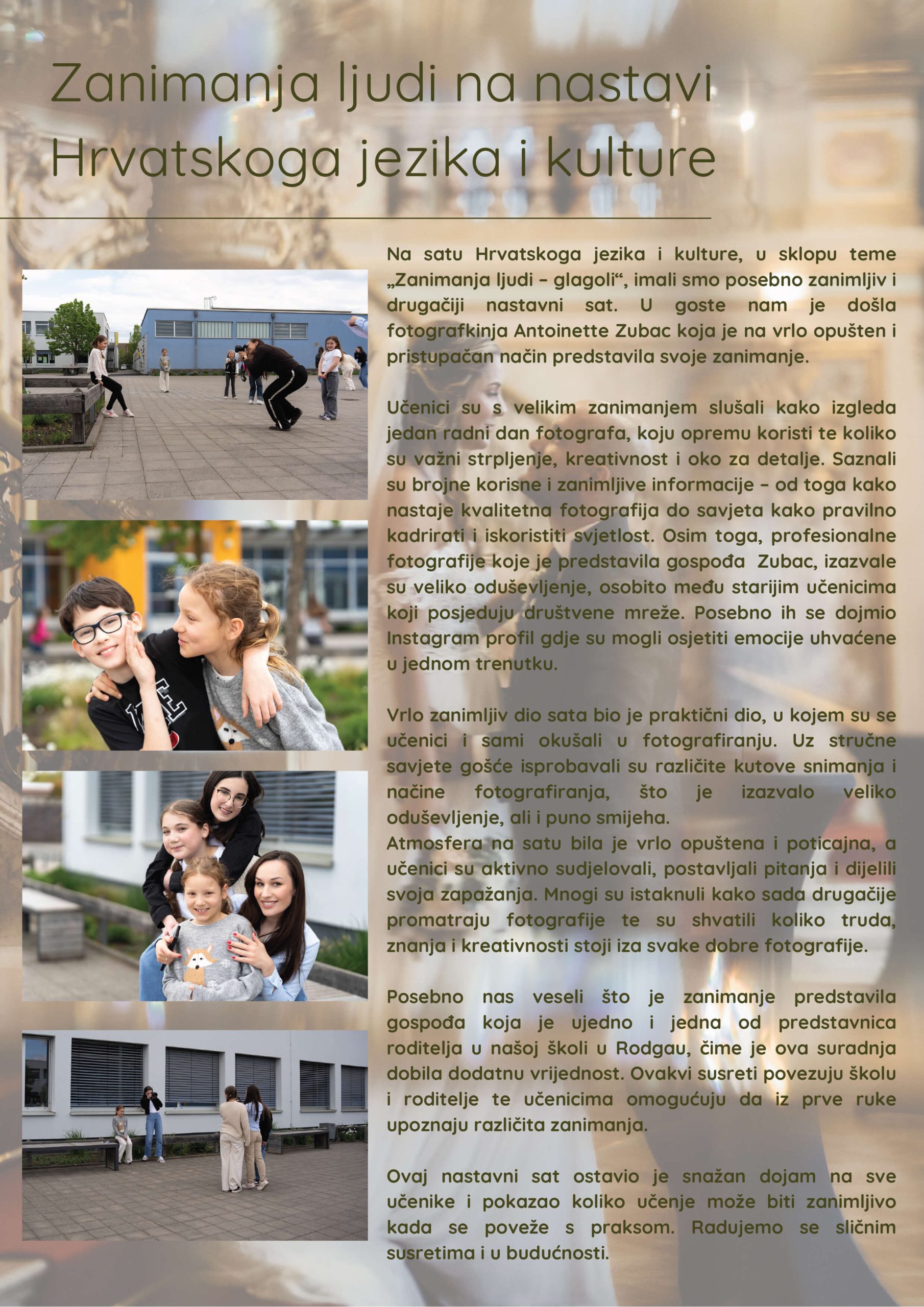 Zanimanja ljudi na nastavi Hrvatskoga jezika i kulture